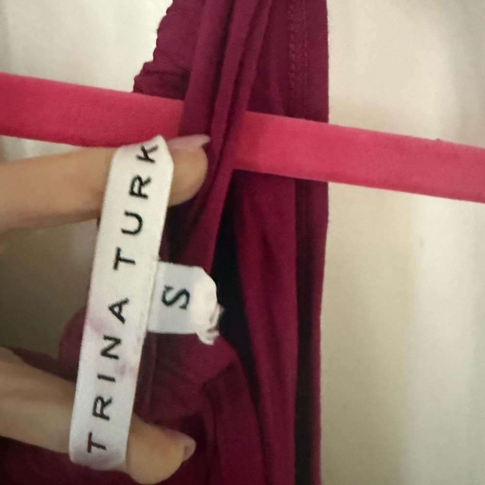 Trina Turk Imma Halter Top in Deep Red | Going Out Summer Top evening party top - Picture 2 of 5